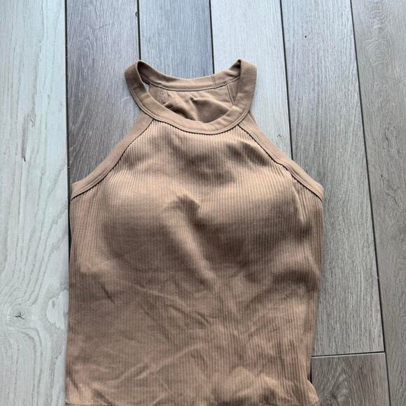 uniqlo Tan ribbed tank top tanktop - Picture 1 of 5